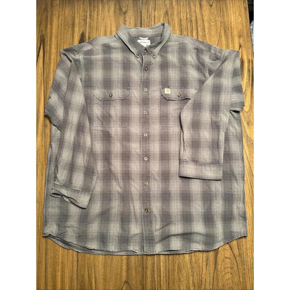 Carhartt Men's Long Sleeve Button-Up Grey Plaid‎ Size 3XLT